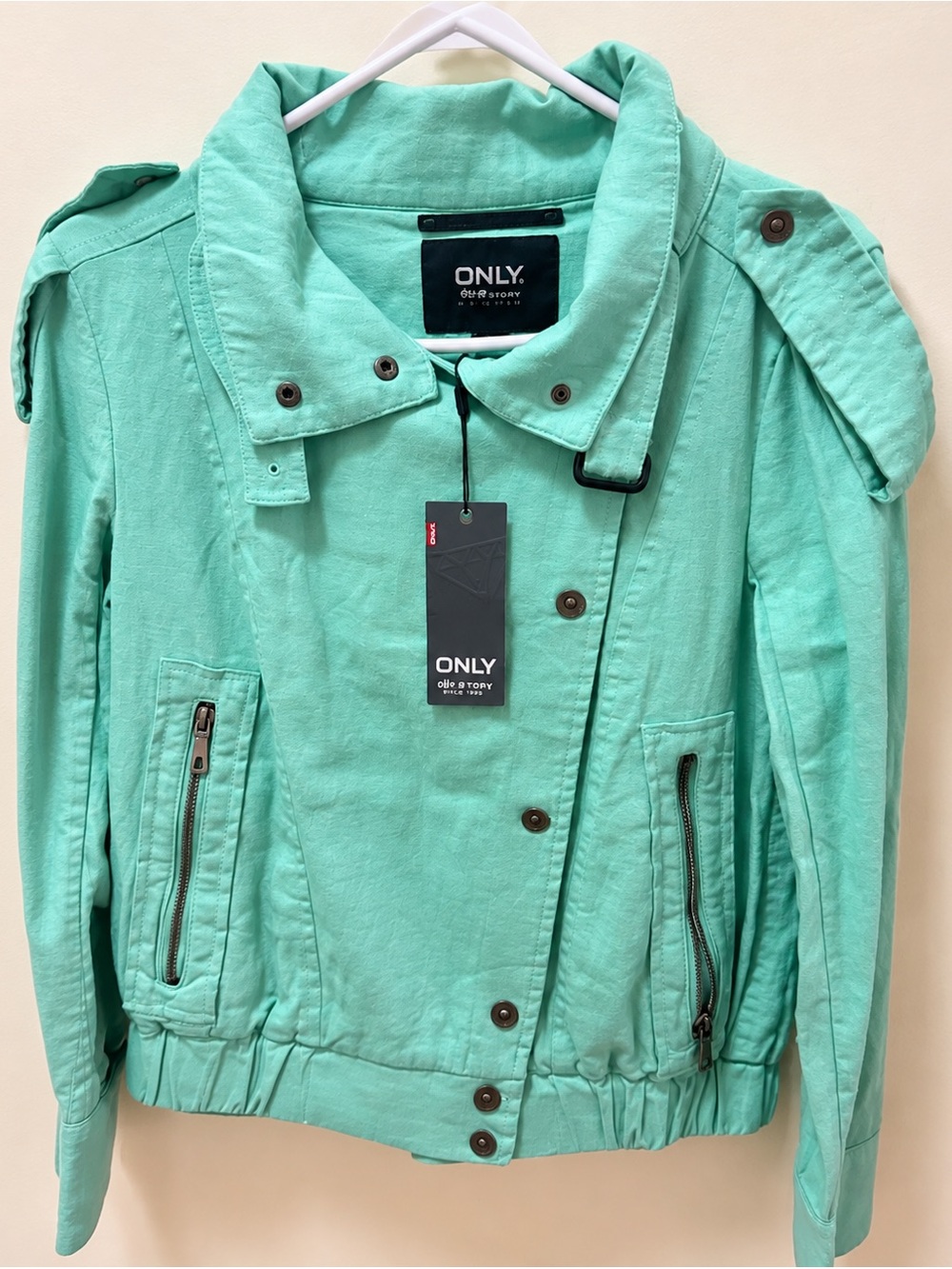 ONLY Mint-Teal Utility Jacket with Epaulettes